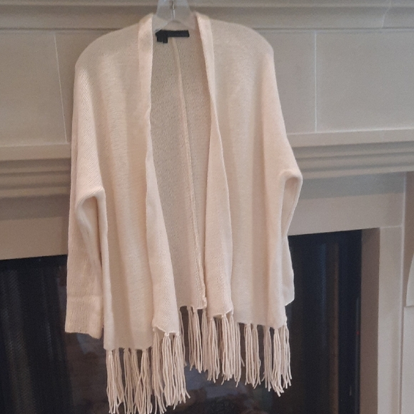 360 Cashmere Sweaters - 360 Cashmere Cream Fringe Cardigan